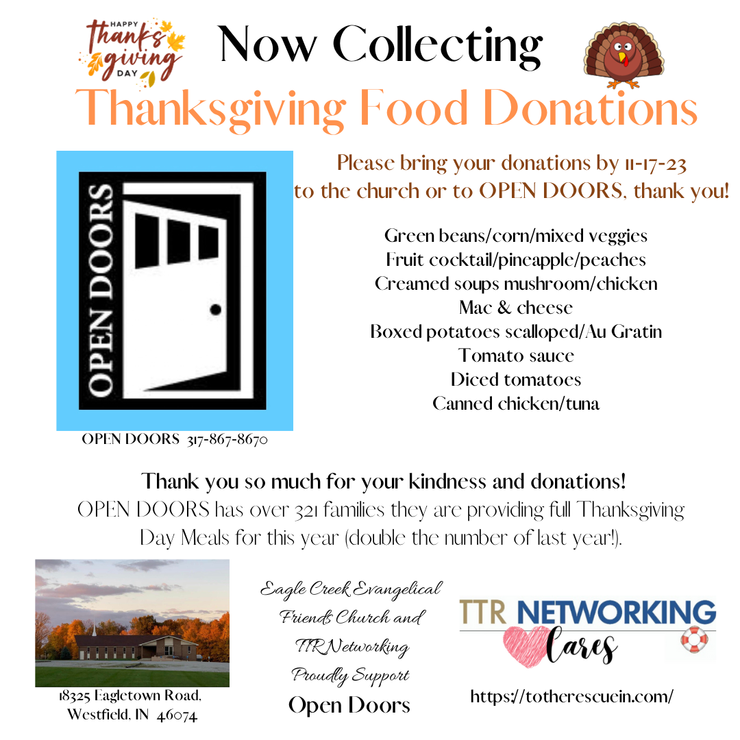 Now Collecting- Thanksgiving Food Donations!