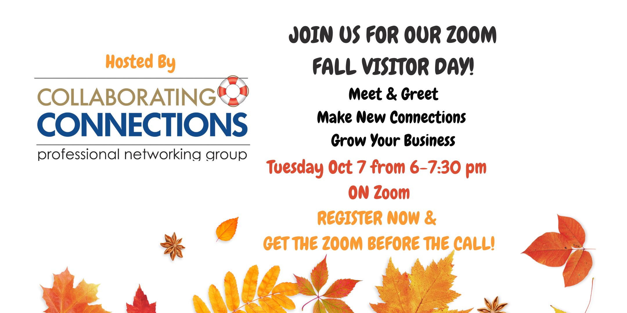 Collaborating Connections Visitor Day- Tues, Oct 7- 6:00 pm Est- On Zoom!