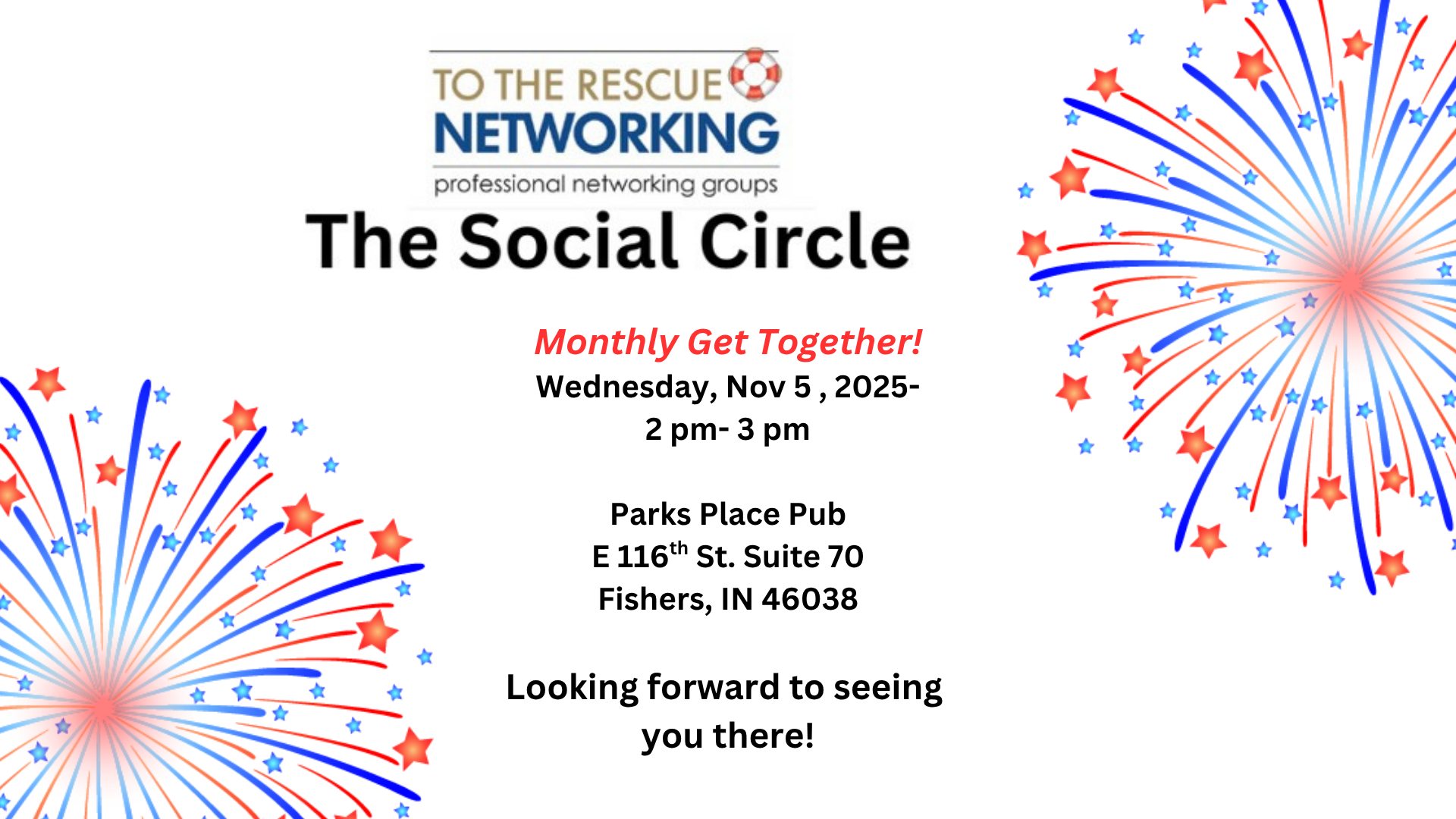 The Social Circle's Mthly Get Together-Wed. Nov 5 , 2-3 pm, Parks Place Pub!