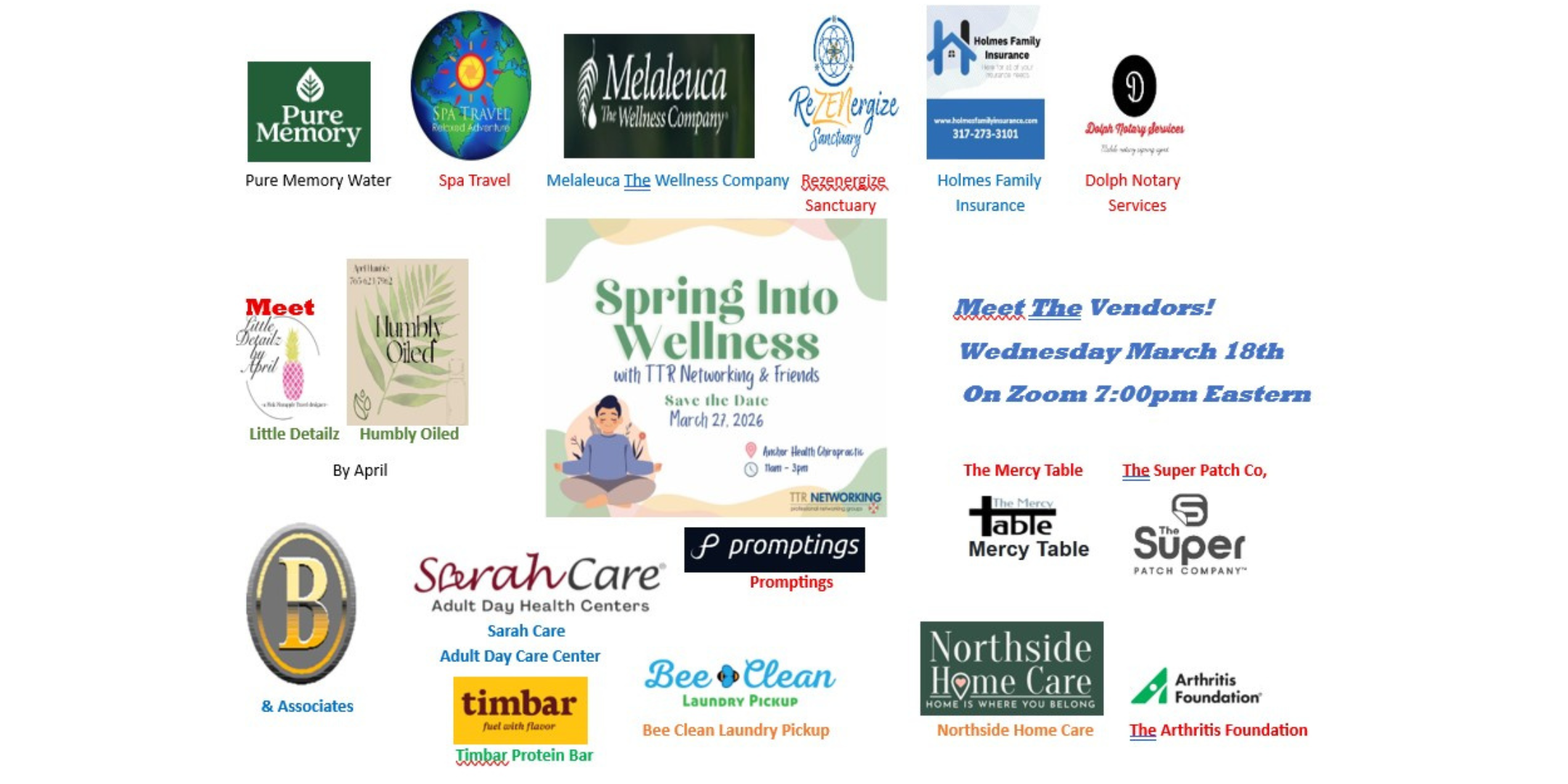 Meet The Vendors of The Spring Into Wellness with TTR Networking & Friends!